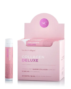 Home - Swedish Colagen 6 Colagen Deluxe (din Pește) – Hidrolizat Lichid Tip 1 și 3 cu 12.500mg + Acid Hialuronic 75mg + Biotină 5000mcg + MSM + Zinc + Siliciu + Vitamine – 20 Fiole