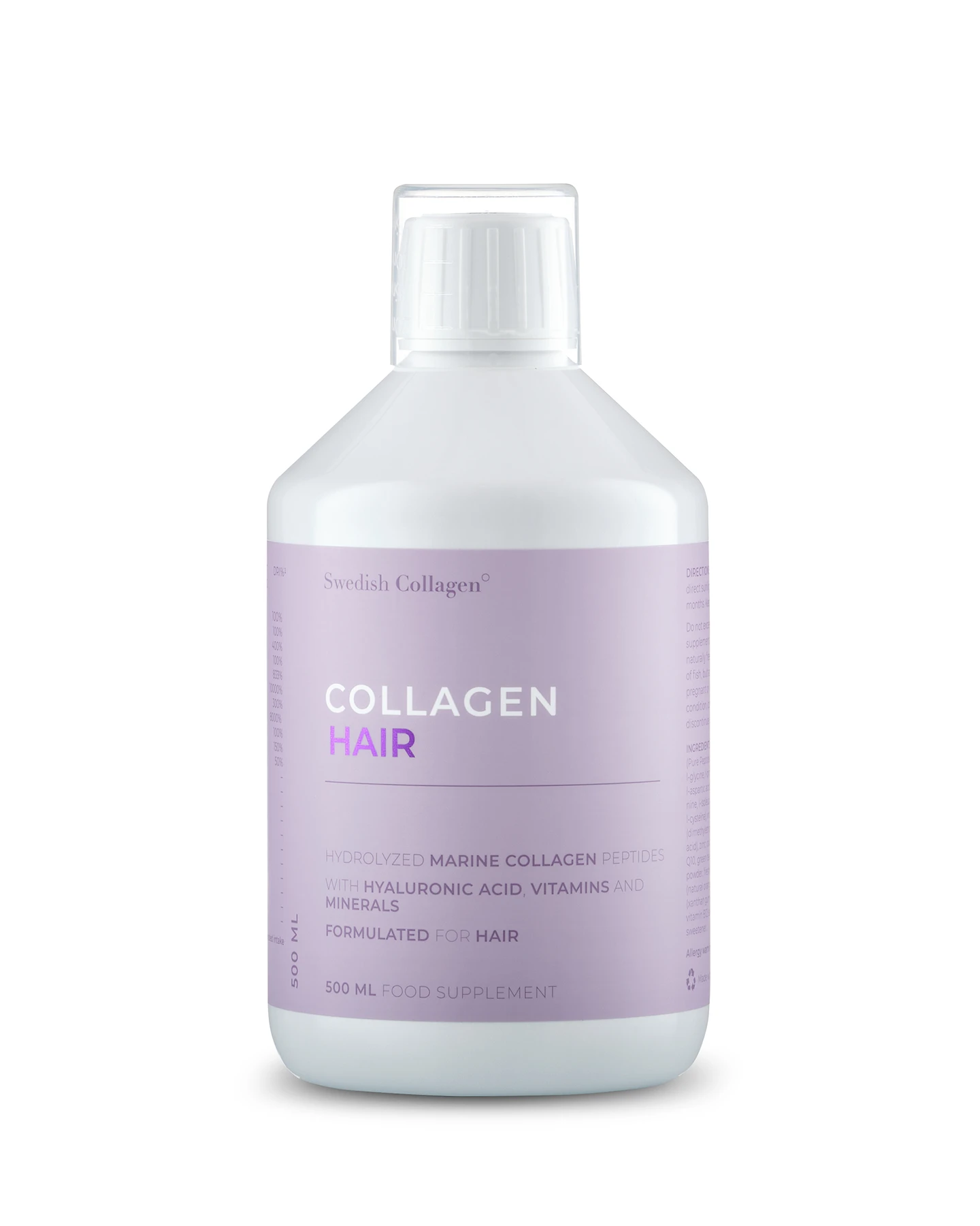 Colagen Hair - Formula Speciala pentru Par - Lichid, Hidrolizat Tip 1 si 3 cu 2500 mg (din Peste) + Acid Hialuronic 100 mg + Retinol 800 mcg + Biotina 5000 mcg + Ashwagandha 100 mg + Coenzima Q10 + MSM + Siliciu + Zinc + Vitamine - 500 ml 3 Colagen Hair