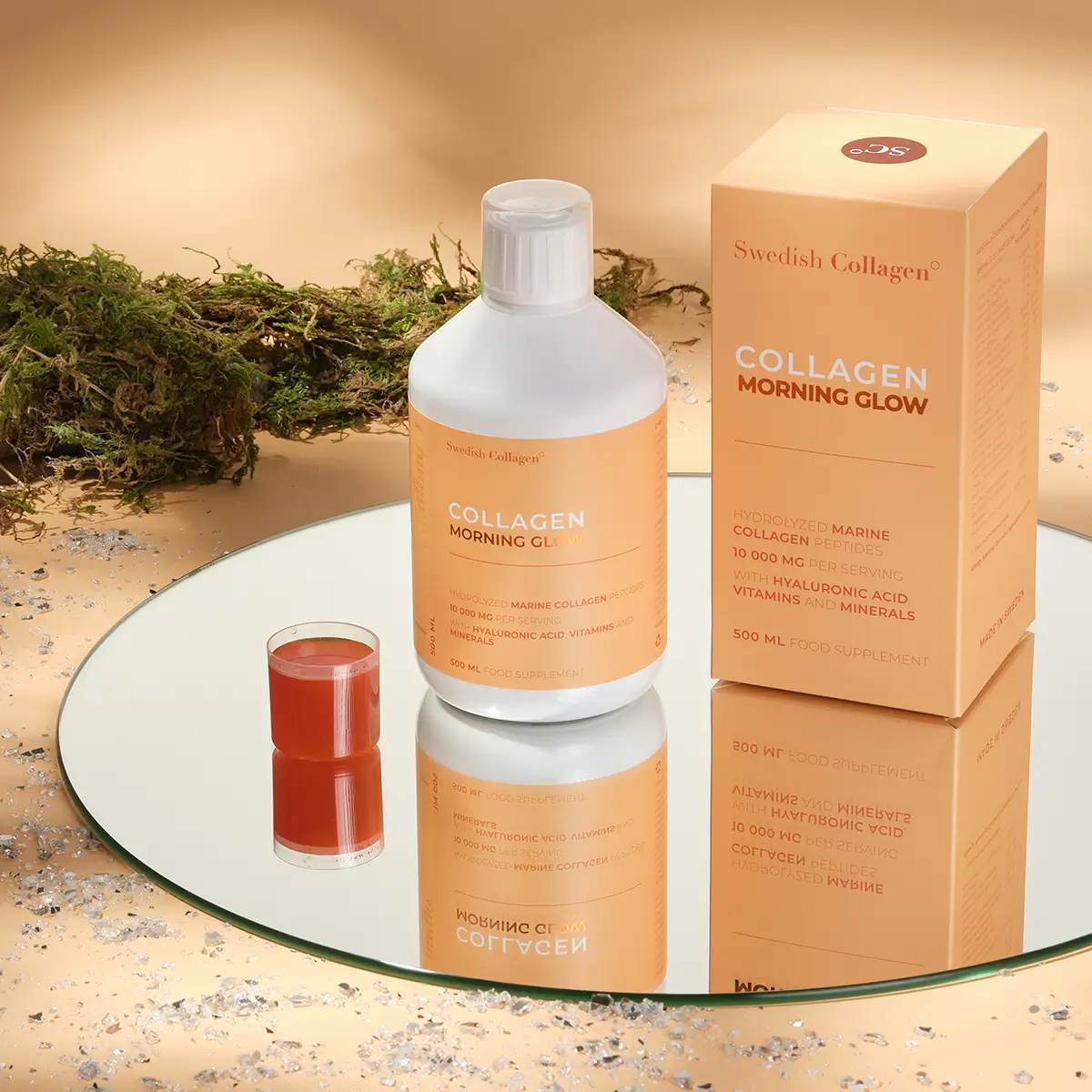 Colagen Morning Glow (din Peste) - Lichid, Hidrolizat Tip 1 si 3 cu 10.000 mg + Acid Hialuronic 25 mg + Retinol 800 mcg + Biotina 5000 mcg + Probiotice + MSM + Siliciu + Vitamine - 500 ml 3 Colagen Morning Glow - Colagen Marin Hidrolizat Tip si 3